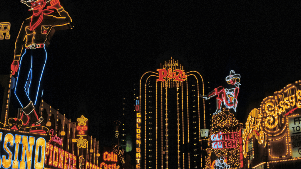 a building with lights