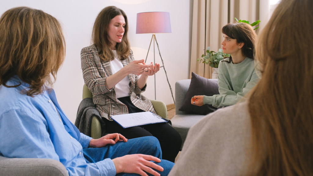 a person is talking to a person in the living room