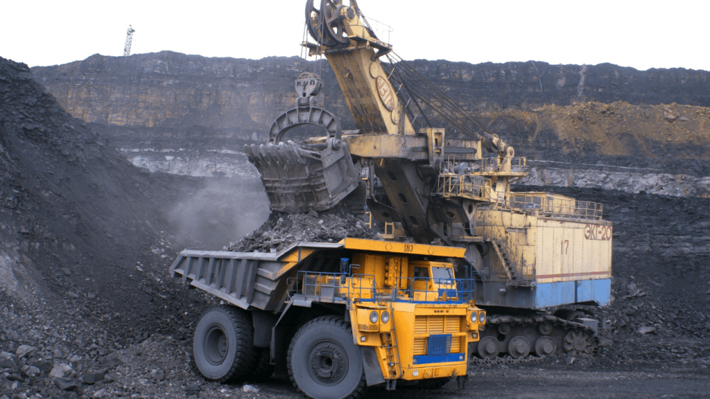 a truck on the mining site